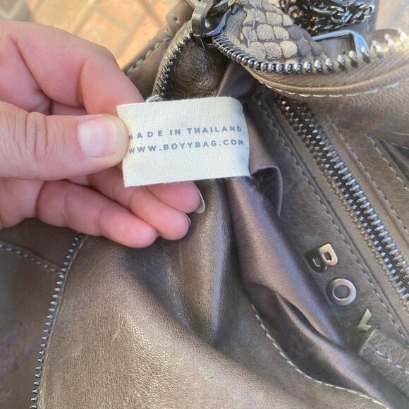 BOYY Python Embossed Leather Slash Crossbody Bag NWT - Picture 6 of 14